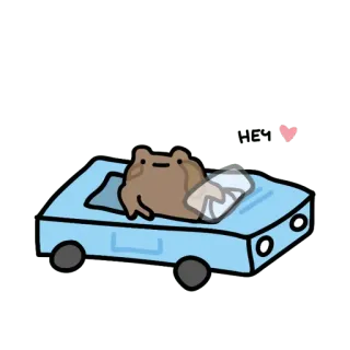 😀 Frosch, Auto, Tier, süß, Cartoon, fahren whatsapp sticker