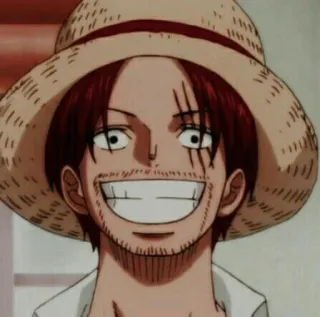😁 Shanks One Piece Shanks, One Piece, anime, pirat, rude włosy, uśmiech telegram sticker