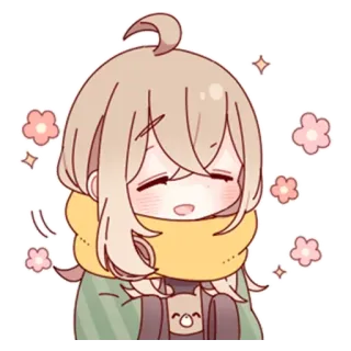 🤔 Anime, Słodkie, Kawaii, Dziewczyna, Kwiaty, Szalik telegram sticker