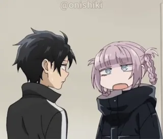 😕 @onishiki 动漫, 卡通, 人物, 情侣, 插画 whatsapp sticker