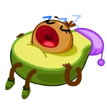 😴 авокадо, сонный, фрукт, мультфильм, милый, еда, уставший telegram sticker