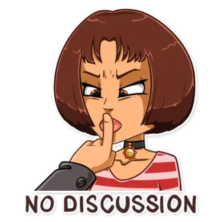 🤐 NO DISCUSSION 女人, 嘘, 卡通, 安静, 安静 telegram sticker