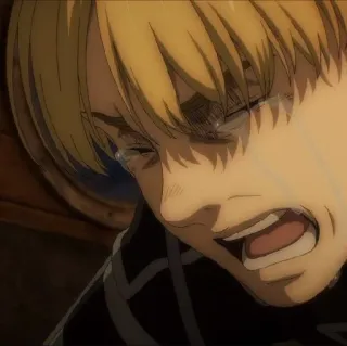 😢 Armin Arlelt Attack on Titan Anime, Pleurs, Triste, Larmes, Armin, L'Attaque des Titans whatsapp sticker