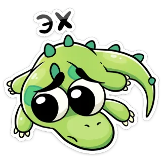 🥺 Эх lizard, sad, crocodile, cartoon, cute, animal whatsapp sticker