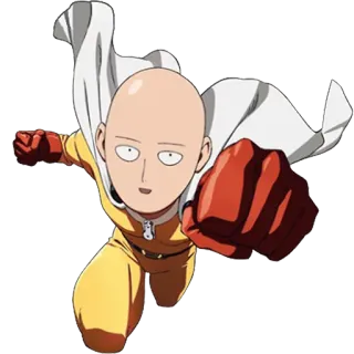 👊 Saitama One-Punch Man Anime, One-Punch Man, Saitama, Eroe, Supereroe, Calvo, Pugno telegram sticker