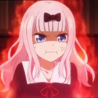 😡 Chika Fujiwara Kaguya-sama: Love Is War anime, angry, chika, kaguya-sama, pink hair, girl whatsapp sticker