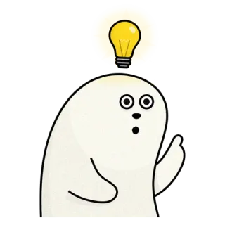 💡 Cartone animato, Personaggio, Idea, Lampadina, Gesto whatsapp sticker
