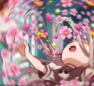 🌟 アニメ, 漫画, ハート, 星, ピンク, 花 telegram sticker