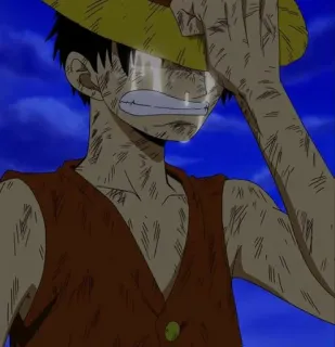 👒 Monkey D. Luffy One Piece アニメ, 泣く, 悲しい, モンキー・D・ルフィ, ワンピース, 漫画 telegram sticker