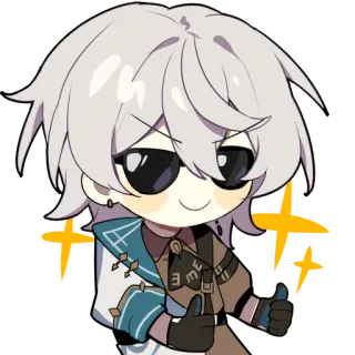 🌟 anime, character, sunglasses, thumbs up, cool, sparkles telegram sticker