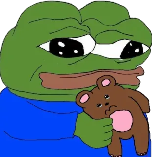 🙁 Pepe the Frog ペペ, カエル, ミーム, 悲しい, テディベア telegram sticker