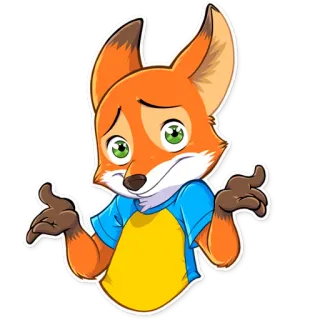 🤷 fox, animal, cartoon, shrugging, unsure, question, confused, illustration telegram sticker