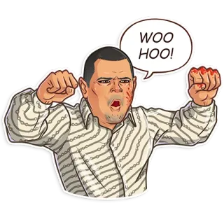 🕺 WOO HOO! Cartoon, Mann, Blut, Kampf, Juhu telegram sticker