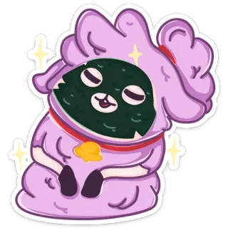 👽 autocollant, mignon, animal, violet, art numérique, kawaii, dessin animé telegram sticker