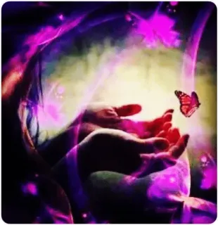 🙏 Papillon, Mains, Magie, Violet, Spirituel, Fantaisie whatsapp sticker