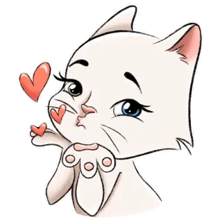 😘 chat, chaton, amour, coeur, mignon, animal, kawaii, autocollant whatsapp sticker