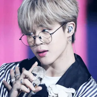 〰 Jimin K-pop, Korean pop, singer, Jimin, BTS, round glasses telegram sticker