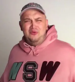 😒 NSW homem, moletom rosa, chapéu, retrato telegram sticker