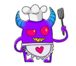 👨 koch, monster, cartoon, kochen, schürze, skurril whatsapp sticker