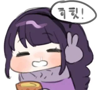 🏖 히힛! cute, girl, drawing, cartoon, peace sign, kawaii telegram sticker