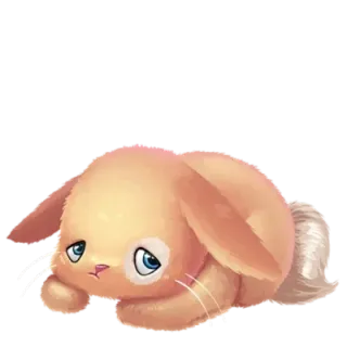 🙁 bunny, sad, cute, kawaii, animal, rabbit, fluffy telegram sticker