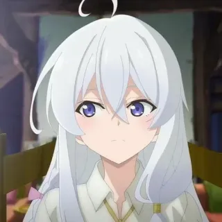 🍃 anime, female, white hair, purple eyes, cartoon, girl telegram sticker