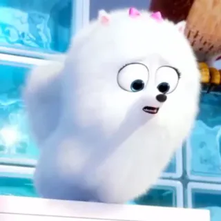 ❄️ Gidget The Secret Life of Pets собака, щенок, белый, пушистый, Гиджет, Тайная жизнь домашних животных, мультфильм whatsapp sticker