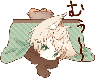 😗 むう аниме, милый, кот, каваий, котацу whatsapp sticker
