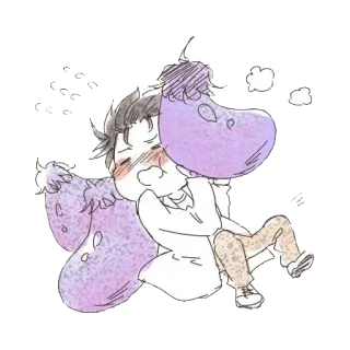 🍆 anime, character, cartoon, hug, purple, friendly telegram sticker