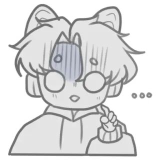 ⚪️ ... anime, słodki, kawaii, zmartwiony, myślący telegram sticker