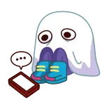 ☹️ ... fantôme, dessin animé, téléphone, seul, triste, numérique telegram sticker