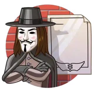 😊 V V for Vendetta ไม่ระบุตัวตน, หน้ากาก, กาย ฟอกส์, v for vendetta, ภาพยนตร์, การปฏิวัติ, ประท้วง telegram sticker