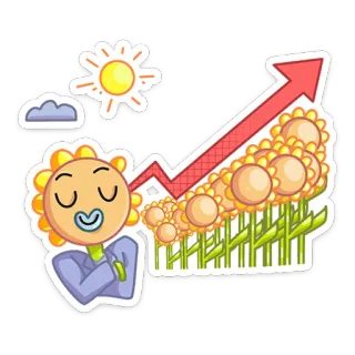 📈 Sonnenblume, Wachstum, Erfolg, Optimismus, Positiv, Diagramm, Verbesserung whatsapp sticker