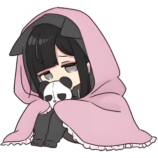😞 anime, chibi, kawaii, cute, panda, girl, sad telegram sticker