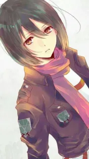 🙄 Mikasa Ackerman Attack on Titan Mikasa, Anime, Attack on Titan, Charakter, Schal, Militär, Manga telegram sticker