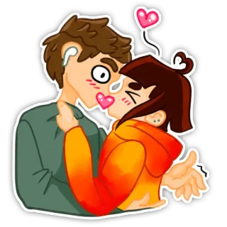 🥰 amor, casal, beijo, fofo, romance, afeição, desenho animado whatsapp sticker