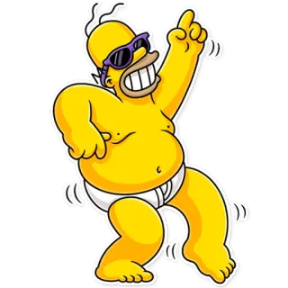 🕺 Homer Simpson The Simpsons homer simpson, dessin animé, danse, lunettes de soleil, animation, fête telegram sticker