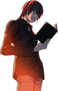 📖 Light Yagami Death Note อนิเมะ, มังงะ, เดธโน้ต, ยางามิ ไลท์, ตัวละคร, หนังสือ, ภาพวาด telegram sticker