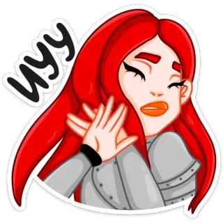 🤚 НУУ mulher, cabelo ruivo, desenho animado, adesivo whatsapp sticker