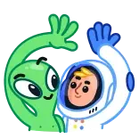 ✋ 宇宙人, 宇宙飛行士, 宇宙, フレンドリー, 漫画 telegram sticker