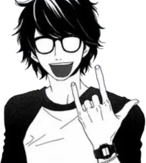 😆 anime, character, glasses, smiling, gesture telegram sticker