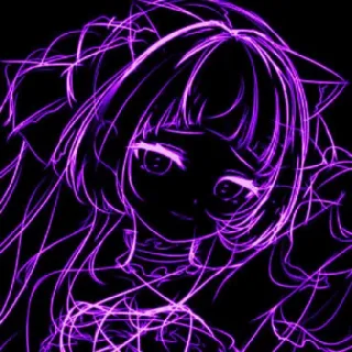 👾 Anime, Katzenmädchen, Kawaii, Lila, Leuchtend, Illustration telegram sticker