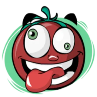 😝 tomat, kartun, makanan, gila, lucu whatsapp sticker