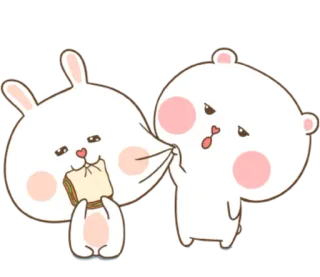 🐽 naklejka, kreskówka, królik, miś, jedzenie, słodki telegram sticker