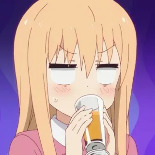 😳 Аниме, Пьющий, Скучно, Девушка, Мультфильм telegram sticker