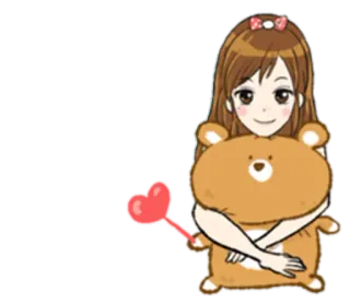 🐻 anime girl, cartoon, teddy bear, heart, kawaii, cute telegram sticker