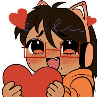 🧡 Мультфильм, Персонаж, Милый, Сердце, Очки, Наушники telegram sticker