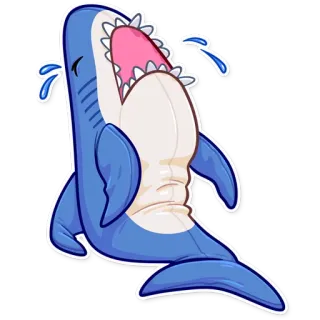 😭 Requin, Dessin animé, Animal, Créature marine, Bleu, Joyeux, Océan telegram sticker
