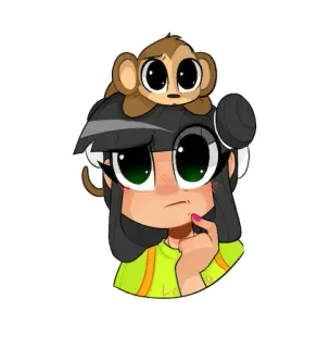 🤔 Kartun, Monyet, Gadis, Lucu, Kawaii, Stiker telegram sticker