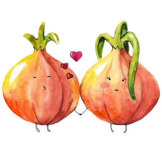 😘 zwiebel, gemüse, kawaii, liebe, süß, cartoon telegram sticker